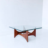 Mid Century Walnut and Glass Coffee Table by Adrian Pearsall