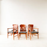 Set of 6 Mid Century Modern Walnut Dining Chairs with New Upholstery