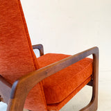 Mid Century Modern Adrian Pearsall Lounge Chair with New Orange/Red Upholstery