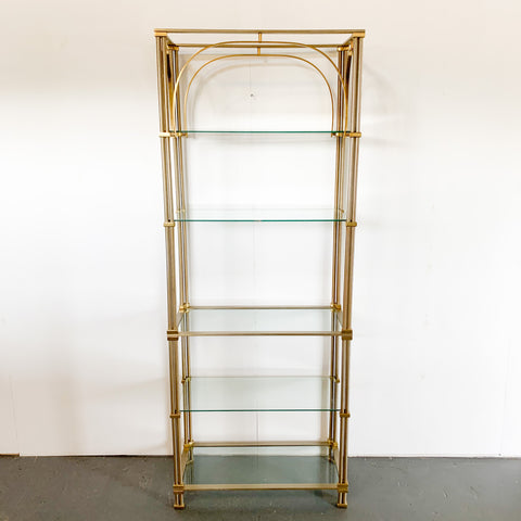 20th Century, French, Vintage Brass and Glass Shelf on Base, 1960s