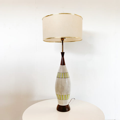 Tall Ceramic Grey/Green Lamp