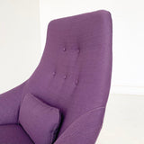 Mid Century Modern High Back Lounge/Swivel Chair with New Purple Upholstery