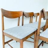 Set of 6 Sculpted Walnut Dining Chairs w/ New Upholstery