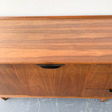 Mid Century Modern Walnut Buffet with Black Drawer Pulls