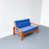 Vintage Bentwood Teak Settee with New Upholstery