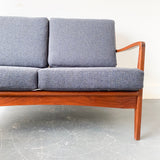 Mid Century Modern Walnut 2 Part Sofa by Royal Danish