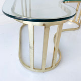 Amoeba Shaped Brass and Glass Coffee Table