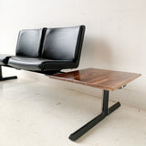 Mid Century Modern Bench with New Black Walnut End Tables