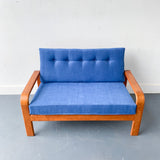 Vintage Bentwood Teak Settee with New Upholstery