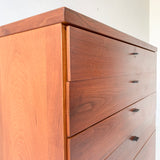 Mid Century Modern Highboy Dresser with Black Metal Pulls