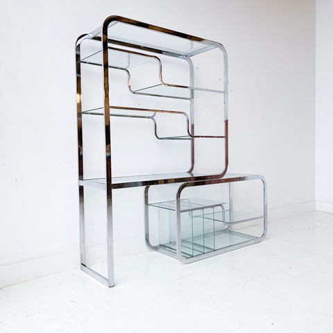 Mid Century Modern Chrome and Glass Etagere – Atomic Furnishing & Design