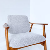 Pair of Mid Century Lounge Chairs with New Grey Upholstery