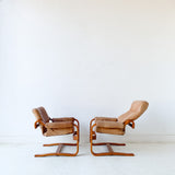 Pair of Vintage Leather Lounge Chairs