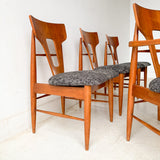 Set of 6 Mid Century Modern Walnut Dining Chairs with New Upholstery