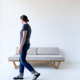 Limited Edition Zebra Wood Platform Sofa with Boomerang Legs