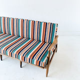 Mid Century Modern Sofa with New Multi-Stripe Upholstery
