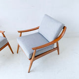 Pair of Mid Century Modern Tell City Lounge Chairs with New Upholstery