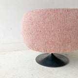 Mid Century Modern Swivel Chair with New Pink Tweed Upholstery