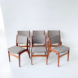 Set of 6 Danish Teak Dining Chairs with New Upholstery