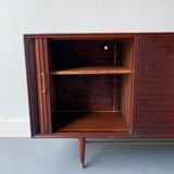 Mid Century Modern Audiophile Media Cabinet with Tambour Doors