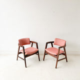 Pair of Mid Century Modern Gunlocke Occasional Chairs with New Upholstery