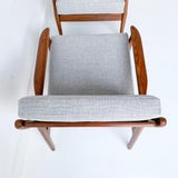 Pair of Mid Century Modern Lounge Chairs with New Grey Upholstery