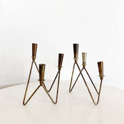 Pair of Metal Candlestick Stands
