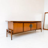 Mid Century Modern Low Sideboard with Unique Side Legs by Helen Hobey Baker