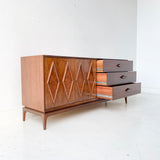 Mid Century Modern Diamond Front Low Dresser