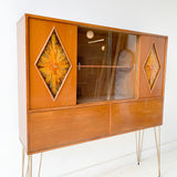 Mid Century Modern Curio Cabinet/Bar with Sliding Doors