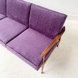 Mid Century Sofa with New Purple Chenille Upholstery