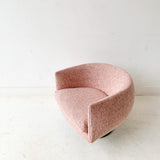 Mid Century Modern Swivel Chair with New Pink Tweed Upholstery