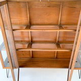 Mid Century Modern Walnut Curio Cabinet with Glass Sides