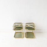 Pair of Vintage Glass and Brass End Tables with Swivel Tops