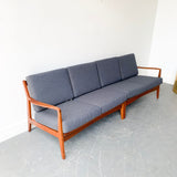 Mid Century Modern Walnut 2 Part Sofa by Royal Danish