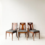 Set of 6 Walnut Dining Chairs with New Upholstery