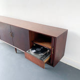 Mid Century Modern Audiophile Media Cabinet with Tambour Doors