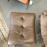 Mid Century Modern Leather Lounge Chair and Ottoman