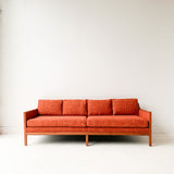 Mid Century Sofa with New Orange Tweed Upholstery