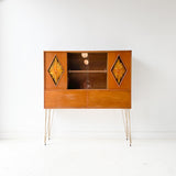 Mid Century Modern Curio Cabinet/Bar with Sliding Doors