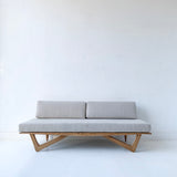 Limited Edition Zebra Wood Platform Sofa with Boomerang Legs