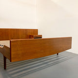 Teak Platform Bed with Floating Nightstands by Ameublement NF