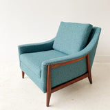 Mid Century Lounge Chair with New Teal Upholstery
