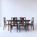 Mid Century Dining Set with 6 Chairs - New Green Upholstery