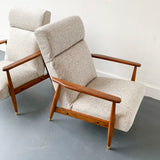 Pair of Mid Century Modern High Back Lounge Chairs
