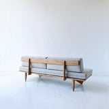 Limited Edition Zebra Wood Platform Sofa with Boomerang Legs