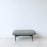 Mid Century Upholstered Bench on Tapered Legs