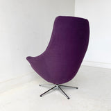 Mid Century Modern High Back Lounge/Swivel Chair with New Purple Upholstery