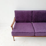 Mid Century Sofa with New Purple Chenille Upholstery