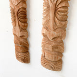 Pair of Vintage Wooden Tiki Wall Art